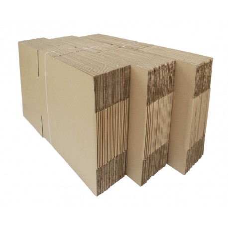 Lot de 10 cartons de déménagement ondulés écologiques Marron 637 x 340 x  360 mm - Le Guide du déménagement malin !